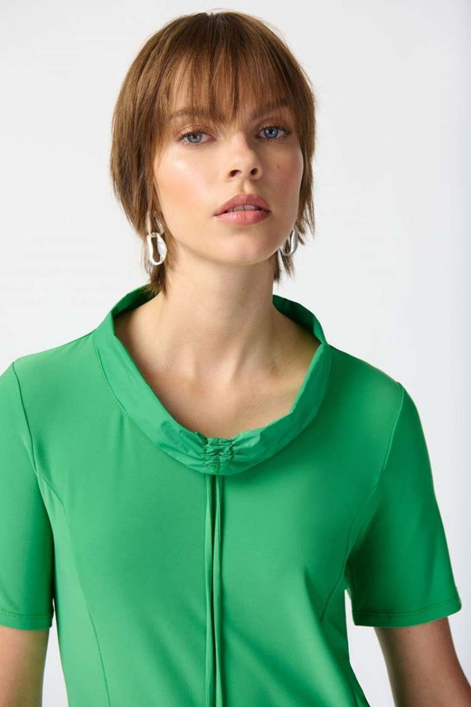 a-line-dress-with-gathered-neckline-in-island-green-joseph-ribkoff-front-view_1200x