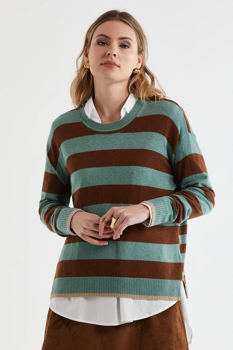 Block Stripe Crew in Moss ZP7127 by Zaket & Plover