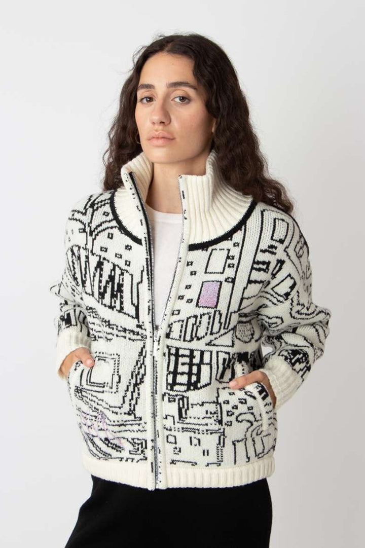 Bomber Jacket, Favela Pattern in Off White 242611 by IVKO