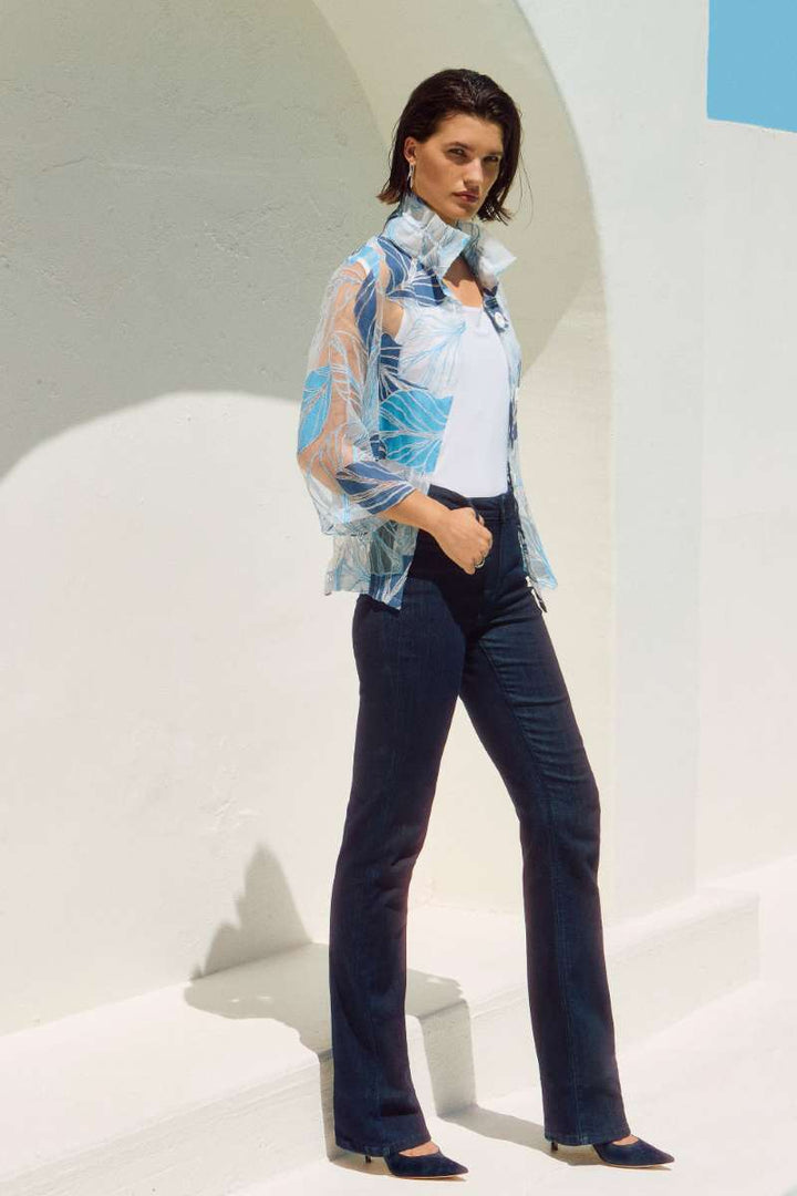 Jean bootcut classique Brooke en denim stretch tissé à plumes en 251967 par Joseph Ribkoff 