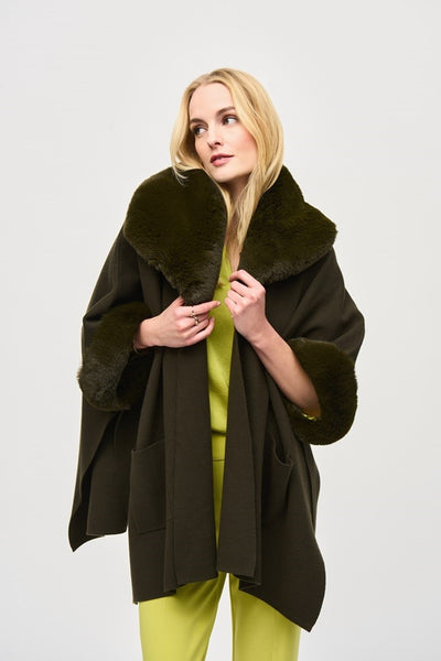 brushed-jacquard-and-faux-fur-cape-in-khaki-joseph-ribkoff-front-view_1200x