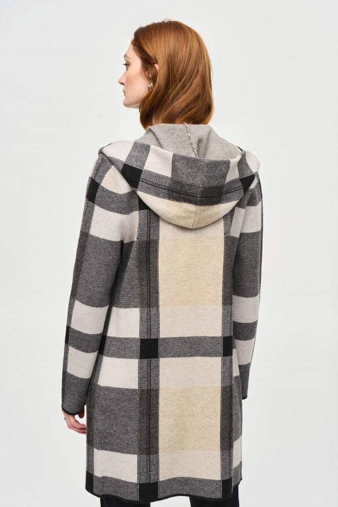 brushed-jacquard-sweater-cover-up-in-black-oatmeal-melange-grey-joseph-ribkoff-back-view_1200x