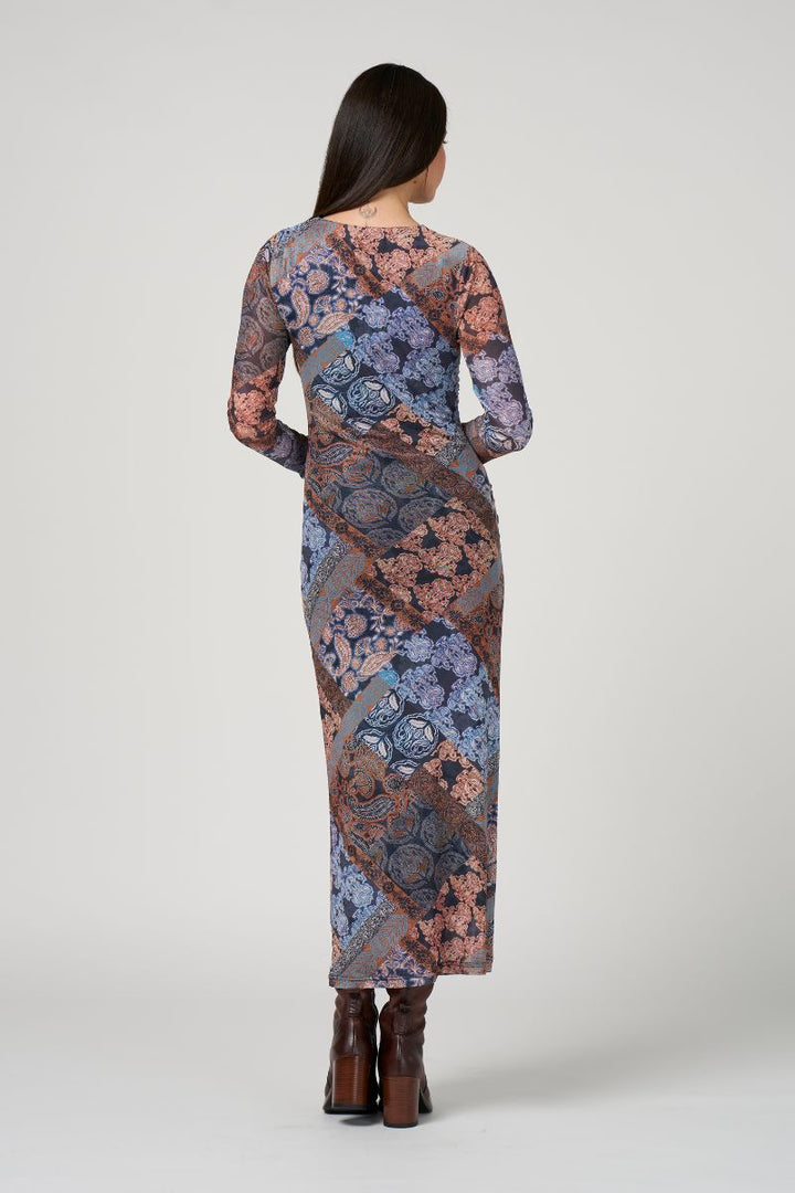 Loobie's Story Byzantium Mesh Dress in Indigo Multi by Loobie’s Story in Indigo / 10