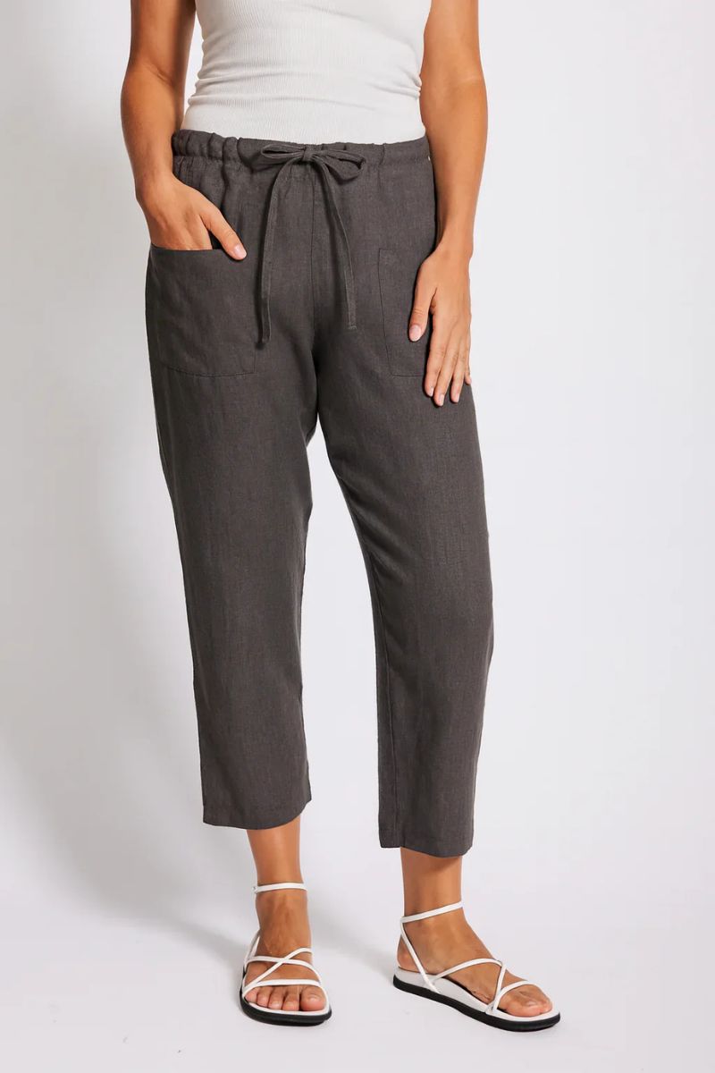 Drawstring pant in charcoal by See Saw