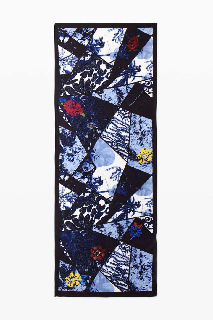 Denim Flowers Rectangle Foulard in Navy 24WAWA12 by Desigual