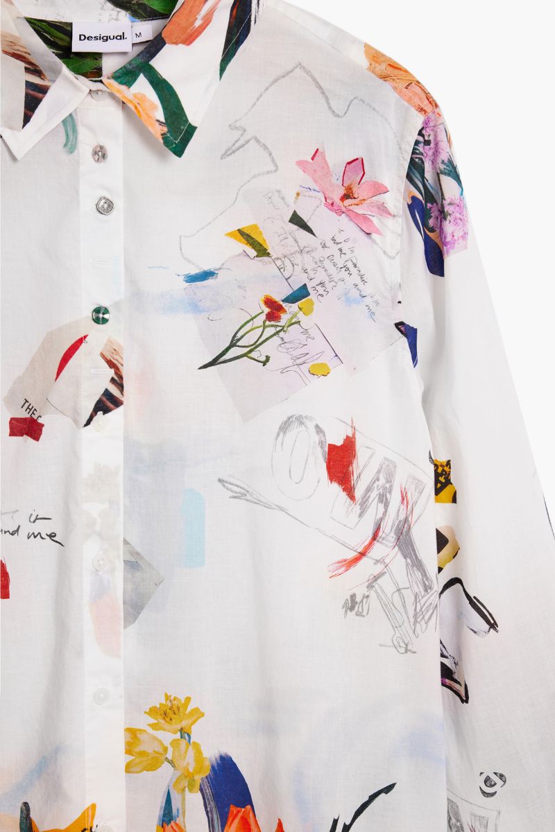 Desigual Blanco Shirt digital flower and botanical collage print detail 26SWCW21