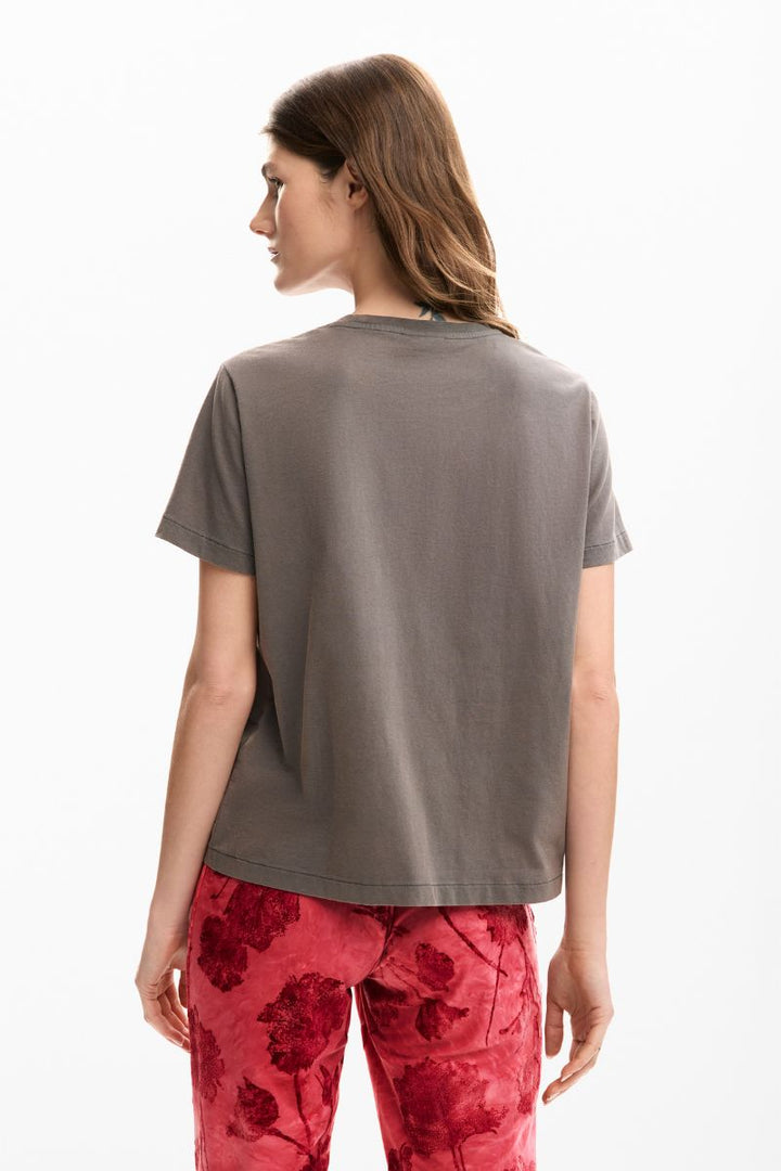 Desigual grey Tiger Heart T-Shirt back view 26SWTK532