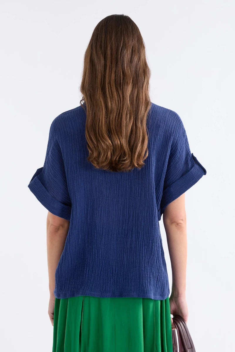 ELK Edeka Shirt A168 in Vibrant Blue, back view