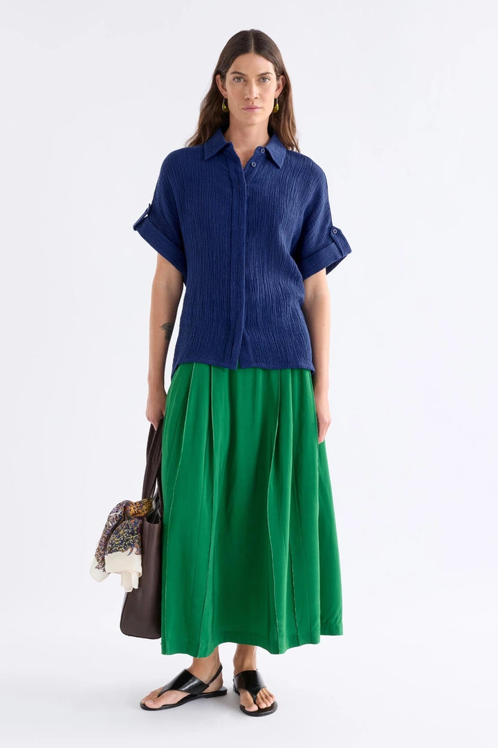ELK Edeka Shirt A168 in Vibrant Blue, front full-length view