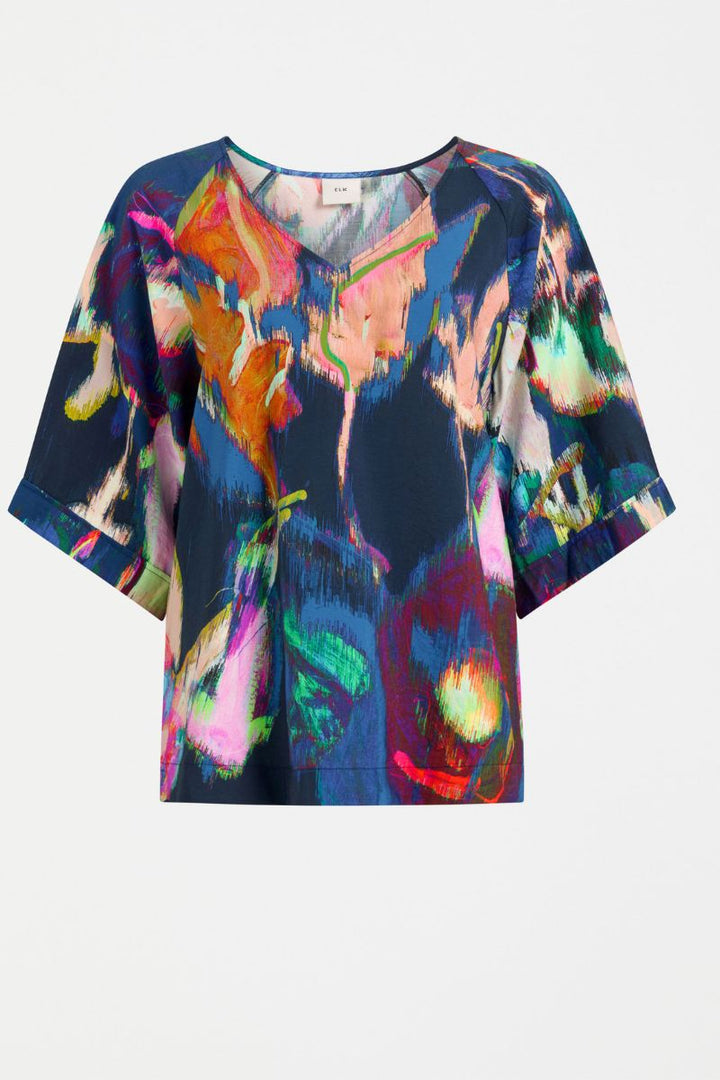 Moda V Neck Top in Vaara Print A1543 by ELK the Label in 10 / Vaara Print
