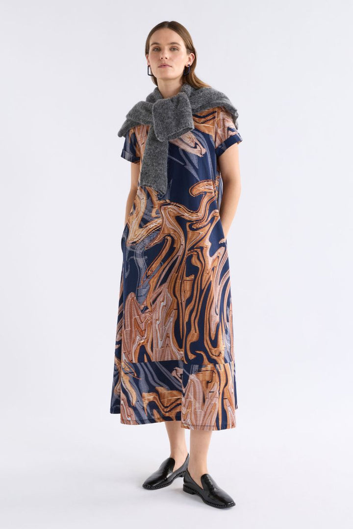 Brandr print fabric detail organic cotton ELK dress A1588 styled