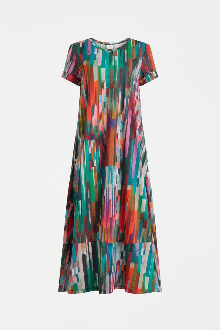Woman wearing Haki Dress in Mella Print by ELK the Label detail