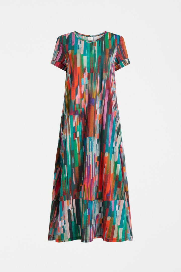 Woman wearing Haki Dress in Mella Print by ELK the Label detail