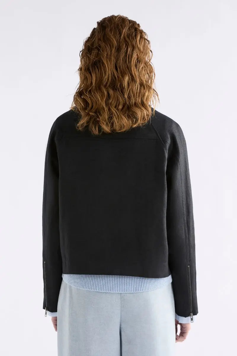 Woman wearing Altairs Jacket in Burnt Chocolate by ELK the Label back