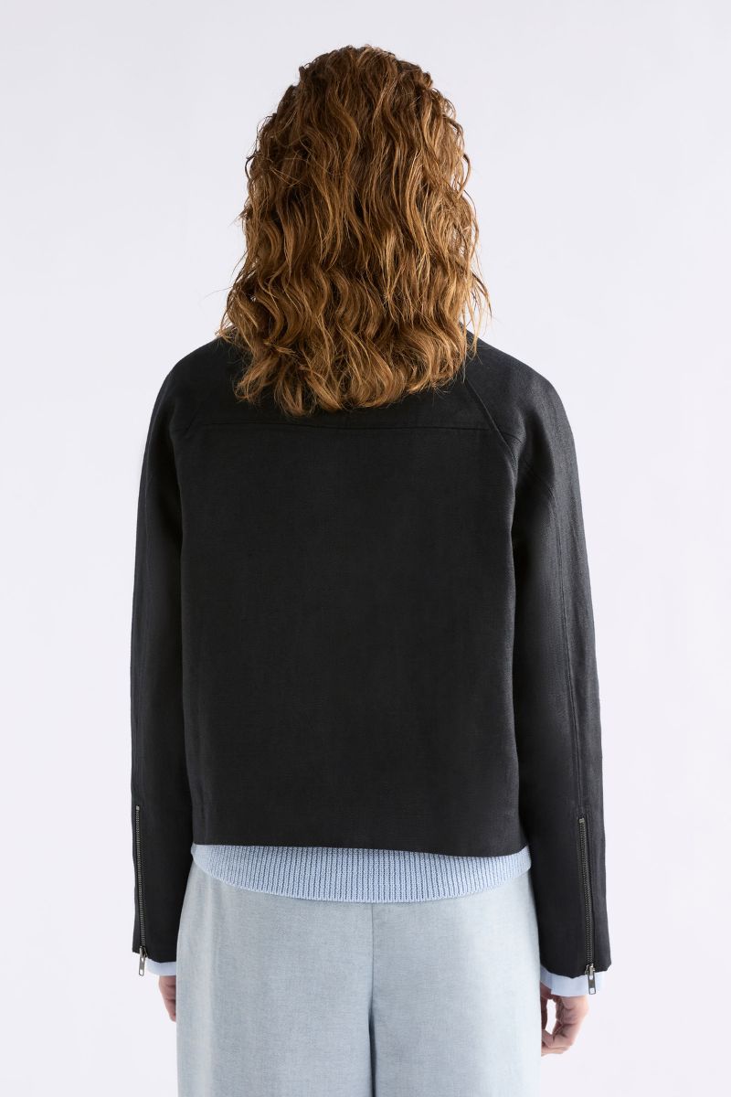 Woman wearing Altairs Jacket in Burnt Chocolate by ELK the Label back