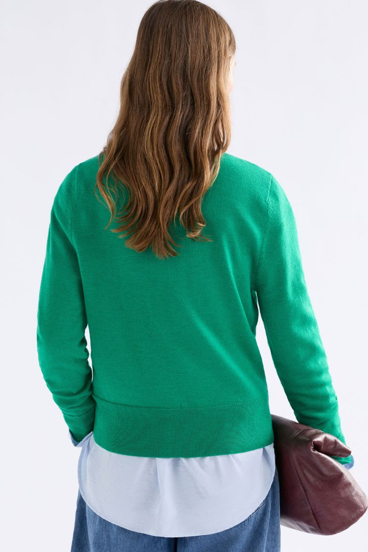 Woman wearing Ellora Sweater in Verdant by ELK the Label back
