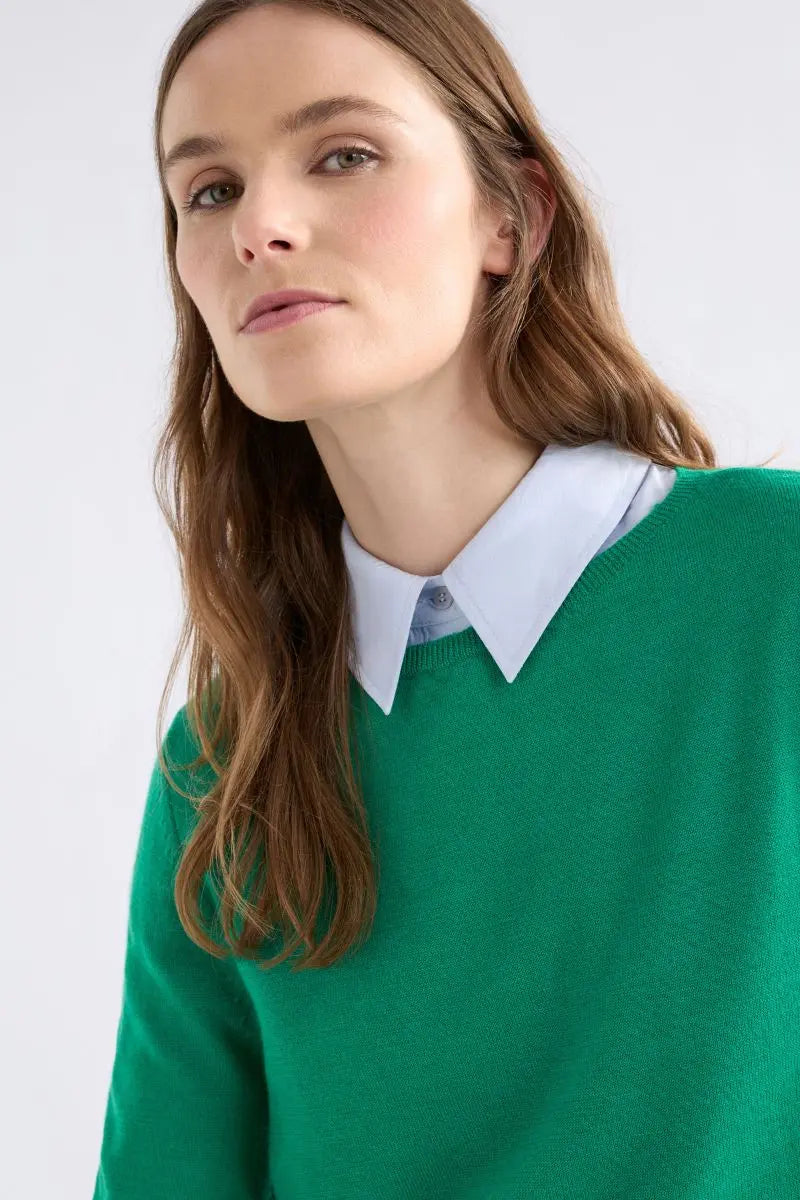 Woman wearing Ellora Sweater in Verdant by ELK the Label front