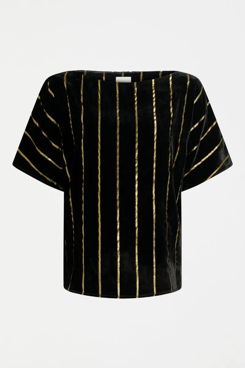 Woman wearing Lumii Top in black and gold by Elk the Label front