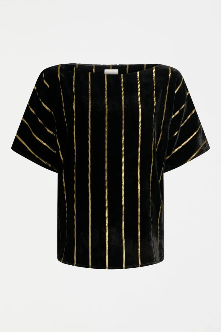 Woman wearing Lumii Top in black and gold by Elk the Label front