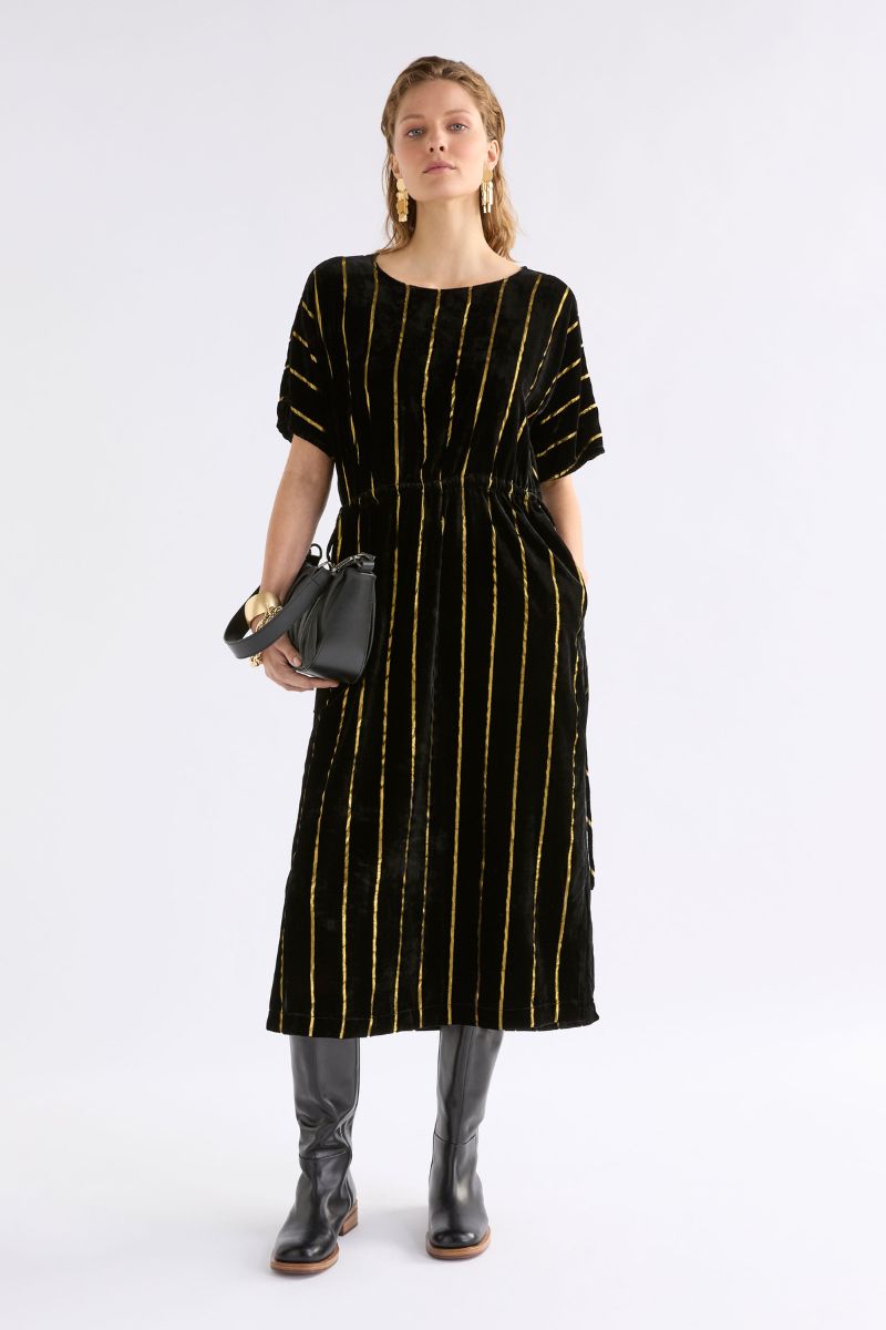 Lumii Dress in Black and Gold by Elk the Label