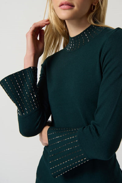 embellished-sweater-with-bell-sleeve-and-mock-neck-in-alpine-green-joseph-ribkoff-front-view_1200x