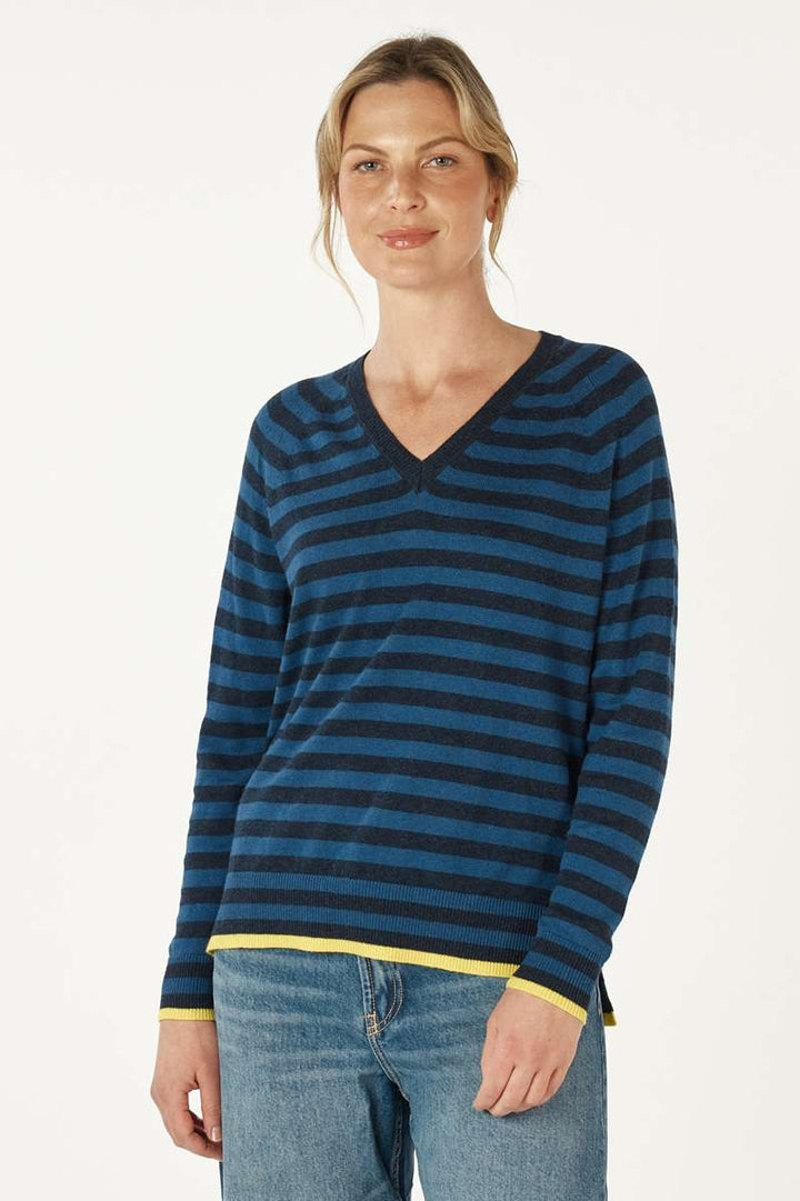 Essential V Stripe in Denim ZP7146 by Zaket & Plover