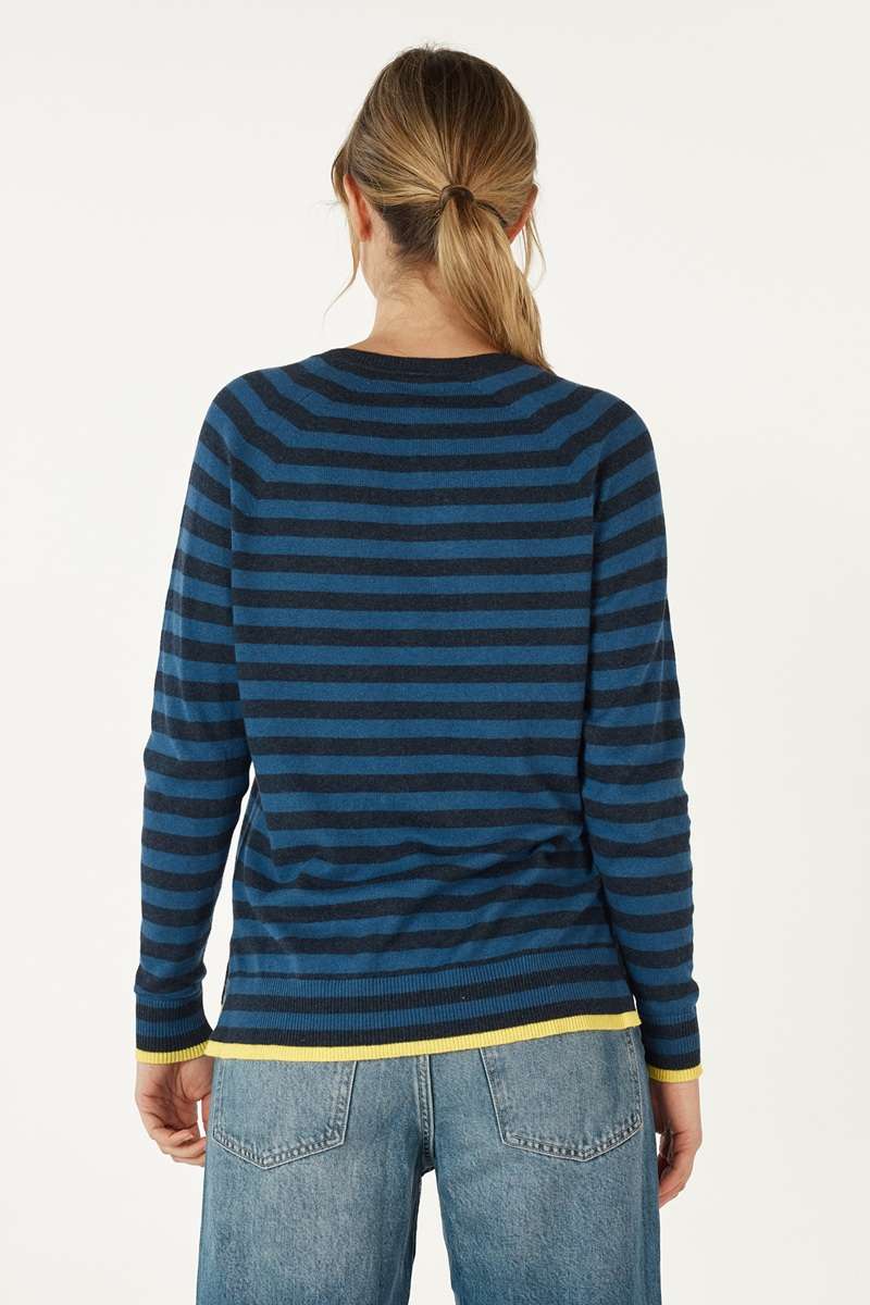 Essential V Stripe in Denim ZP7146 by Zaket & Plover