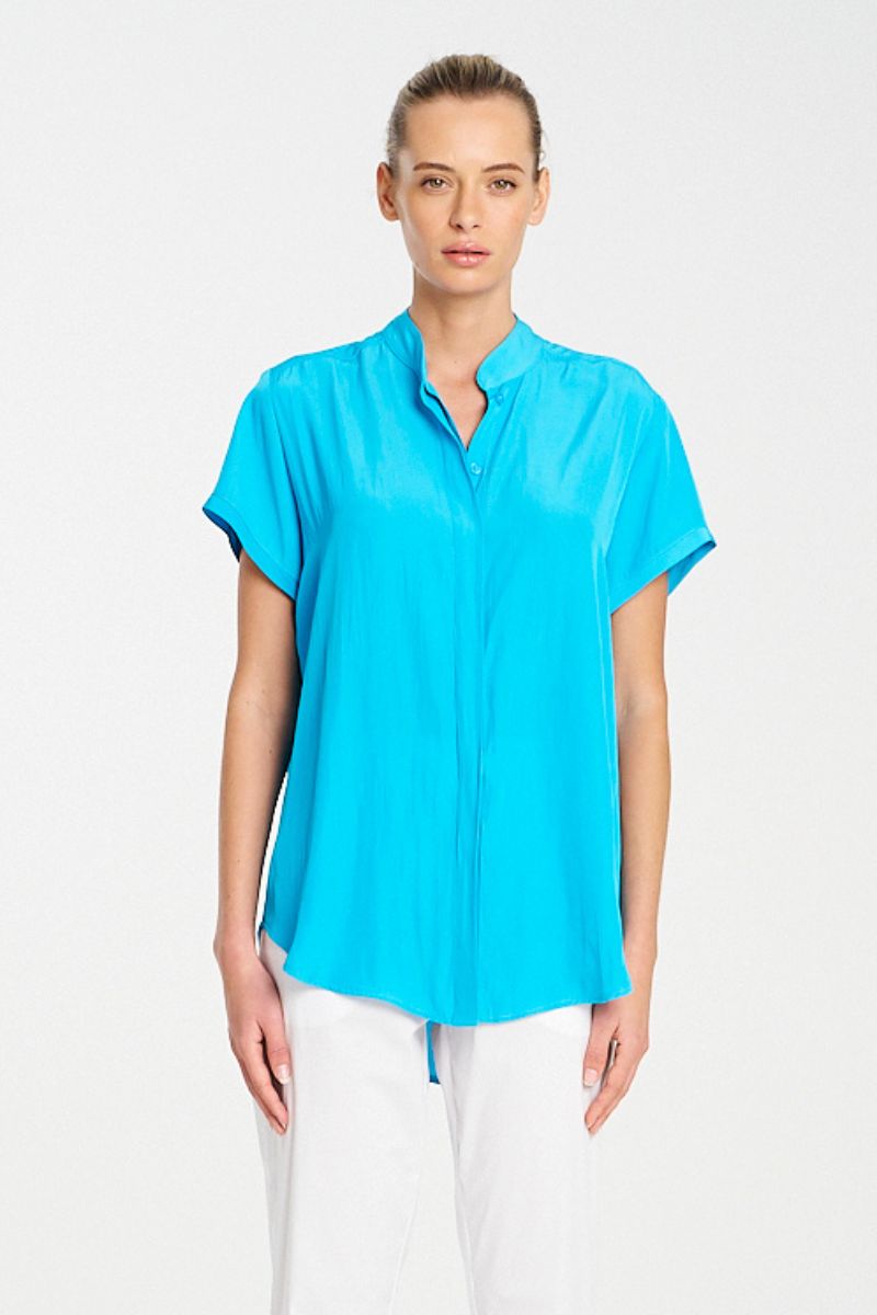 Soft Stand Shirt in Cerulean by Mela Purdie