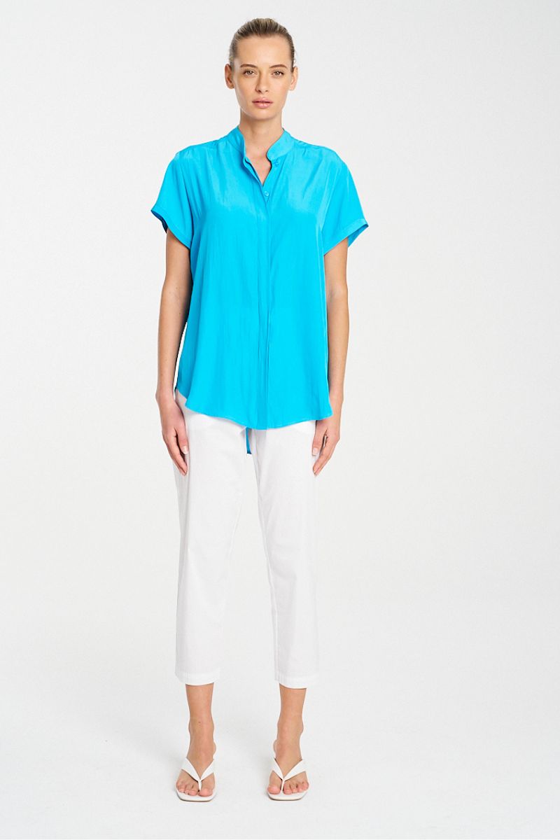Soft Stand Shirt in Cerulean by Mela Purdie