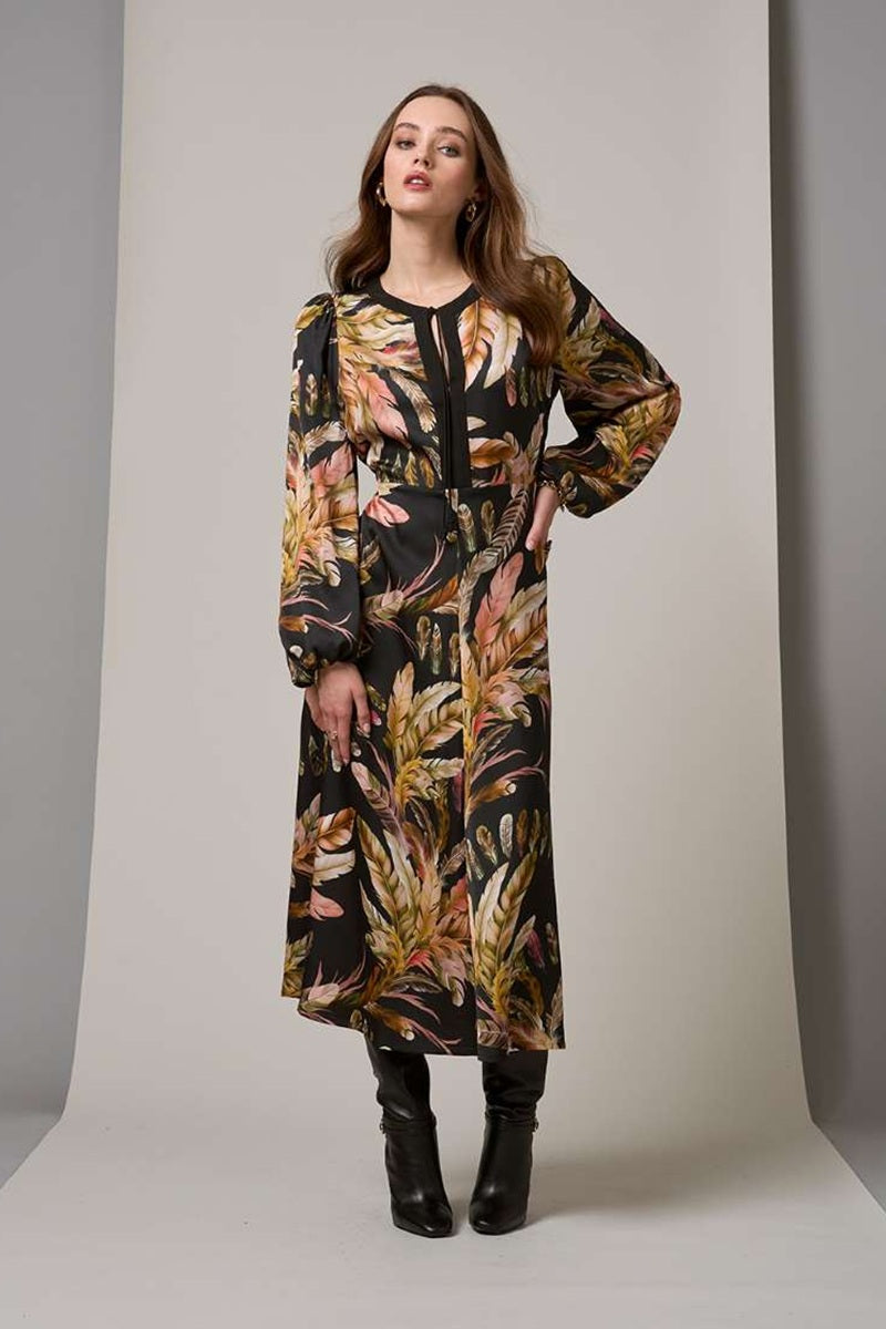 Featherington Dress in Black Multi LS2947 by Loobie's Story