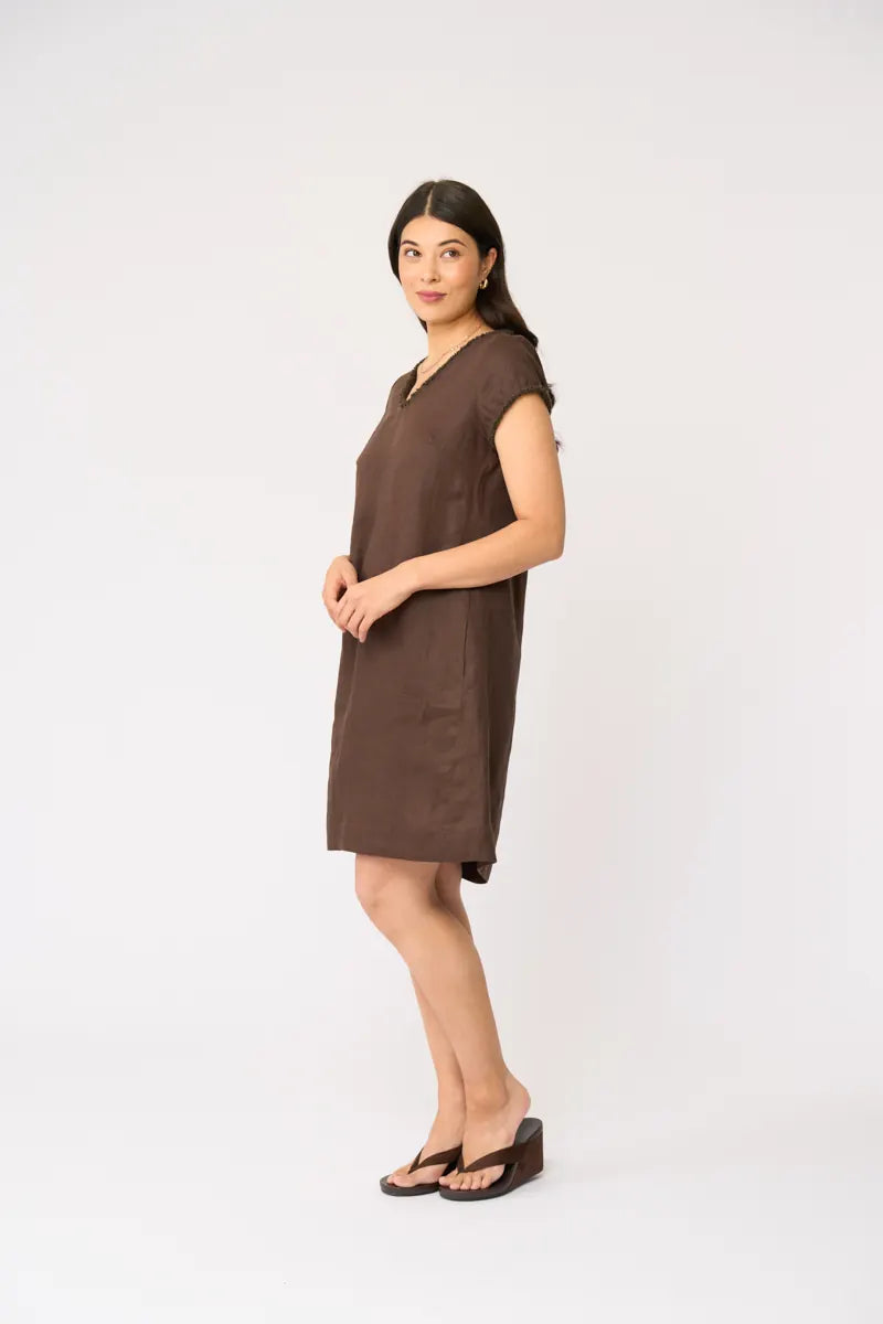 FOIL V Festival Dress Cocoa FO8789 side view