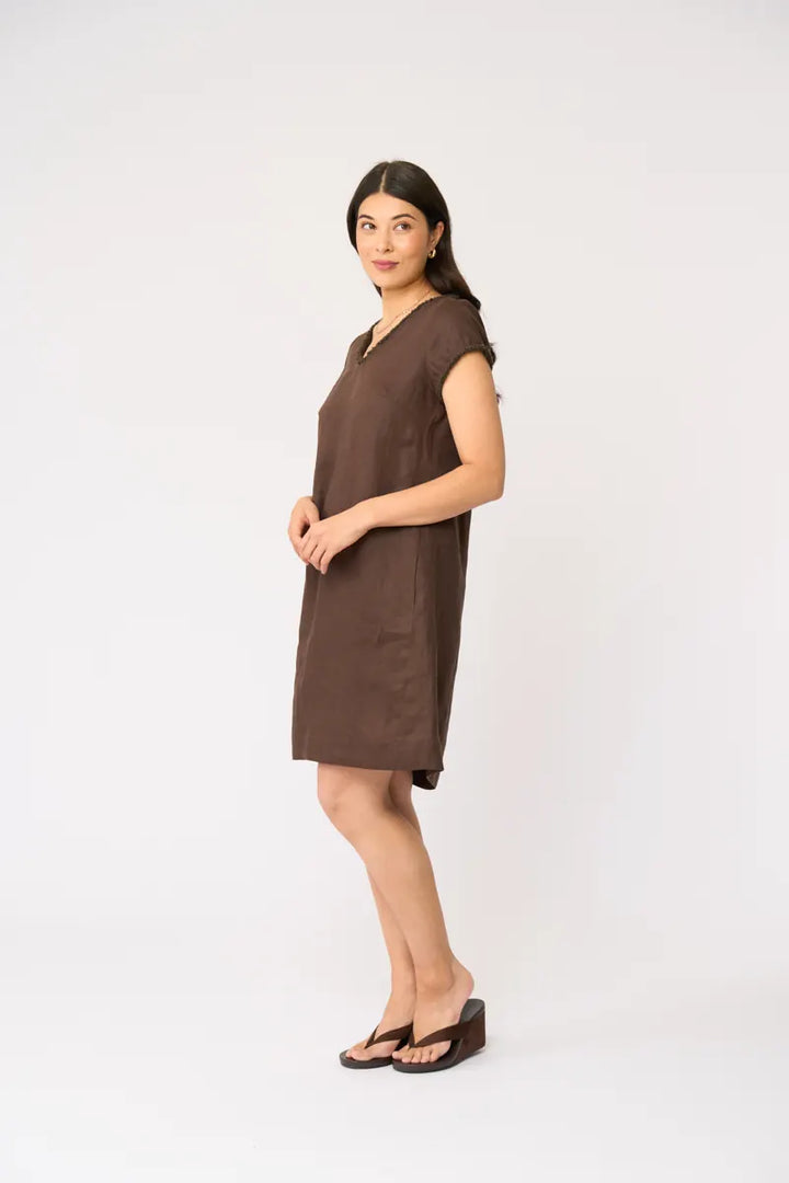 FOIL V Festival Dress Cocoa FO8789 side view