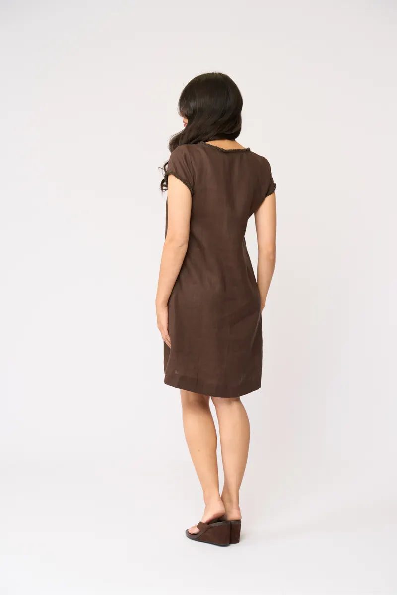 FOIL V Festival Dress Cocoa FO8789 back view