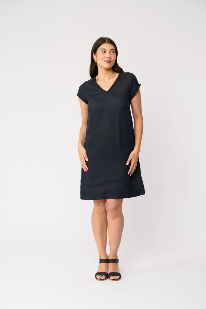 FOIL V Festival Dress True Navy FO8789 front view