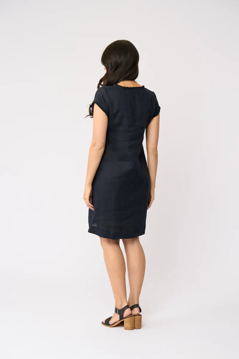 FOIL V Festival Dress True Navy FO8789 back view