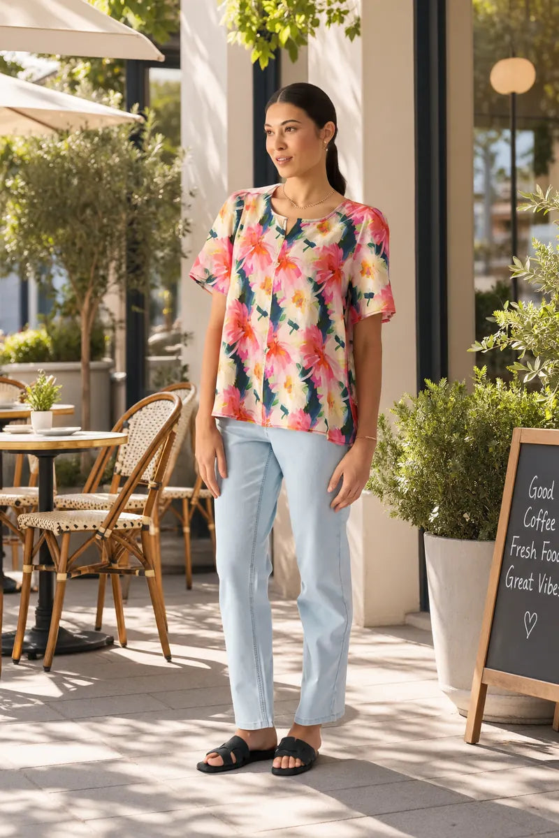 Foil Enchanting Top in Flower Burst – FO8691