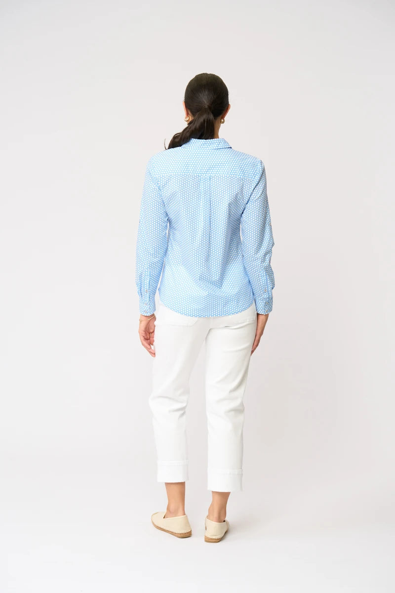Foil All Class Shirt FO7428 in Dot It Blue, back view showing shirt shape and back yoke