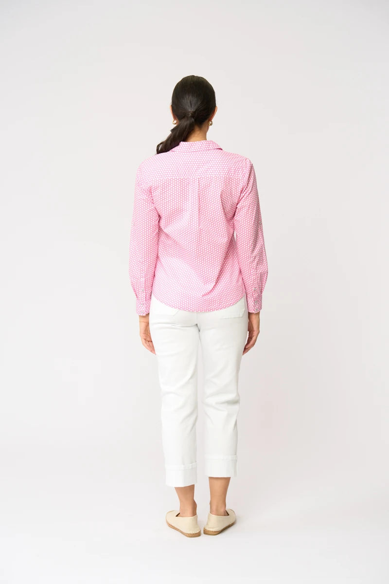 Foil All Class Shirt FO7428 in Dot It Pink, back view showing relaxed shirt shape and back yoke