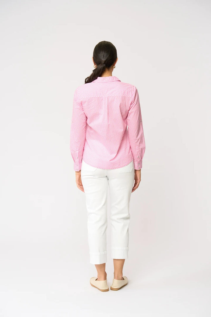 Foil All Class Shirt FO7428 in Dot It Pink, back view showing relaxed shirt shape and back yoke