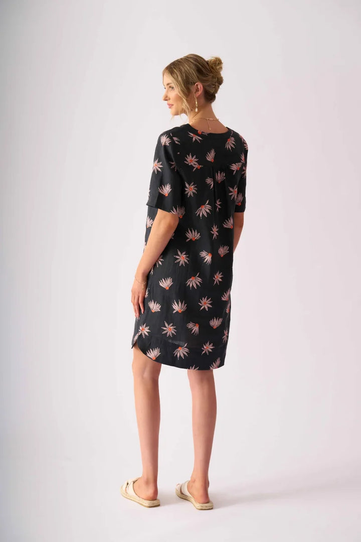 Foil Stitch Up Dress FO8608 in In Flower print, relaxed front view