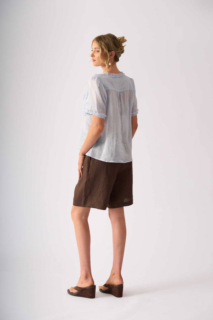 Foil Frill Of It Blouse FO8654 in Pale Blue, back view