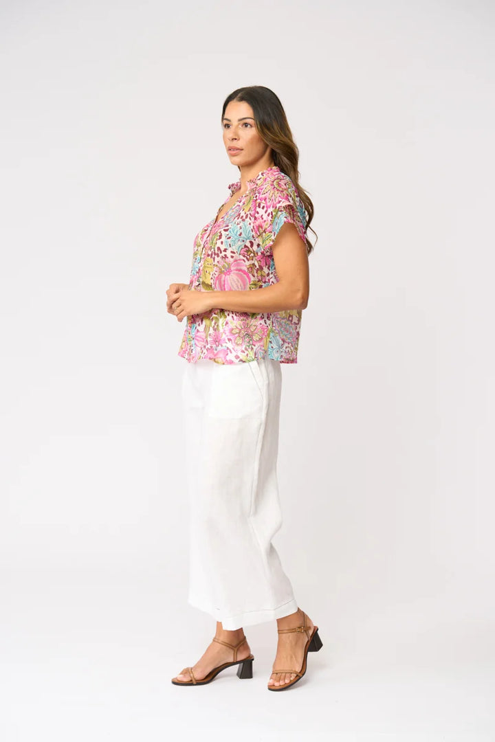 Foil Wild About Top FO8781 in Bohemia, side view showing easy fit and short layered sleeves