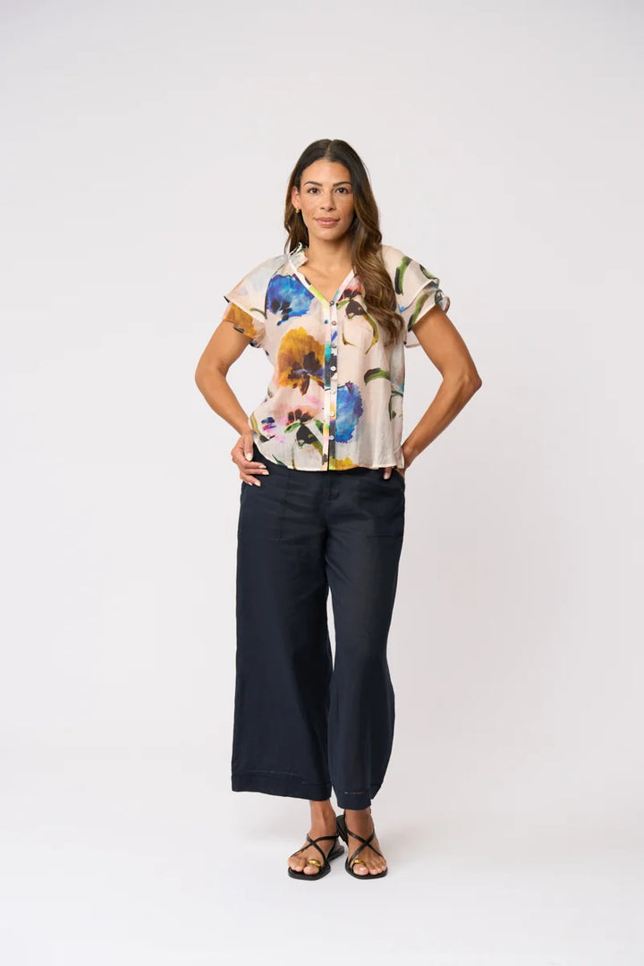 Foil Wild About Top FO8781 in Expression, showing relaxed shape and layered flutter sleeve
