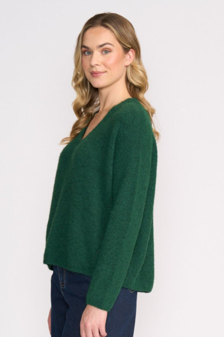 Woman wearing Sweater Half Sweater in Deep Forest by Foil front