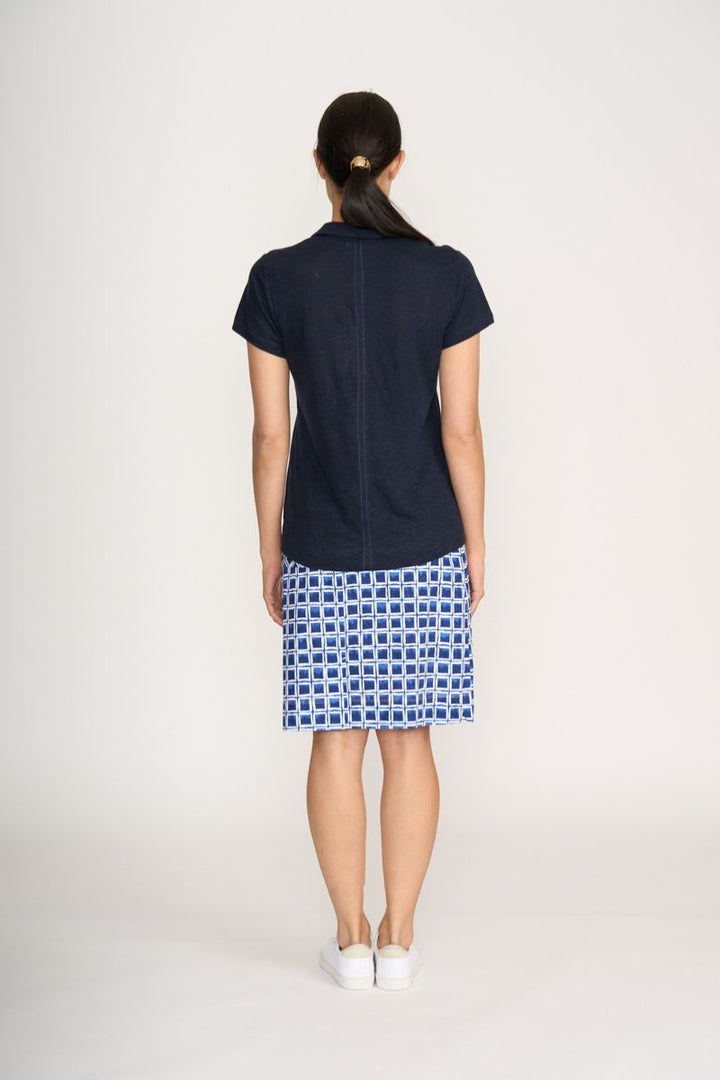 Foil Team Player Top navy back view soft drape linen FO8247