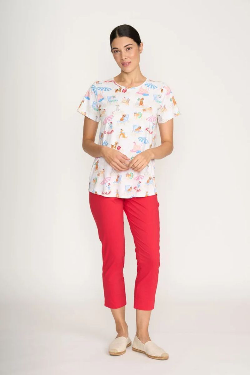 Foil Finish Line Pant Poppy front view slim cropped pant FO8269