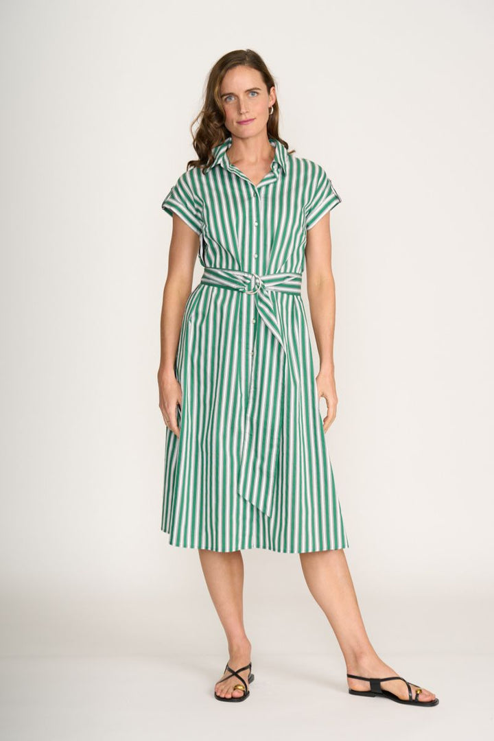 Deep Sea Stripe fabric detail vertical stripe Foil dress FO8271