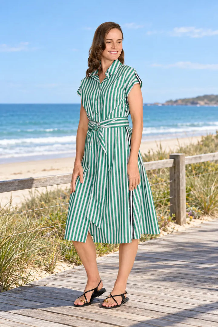 Masterclass Dress in Deep Sea Stripe by Foil – FO8271