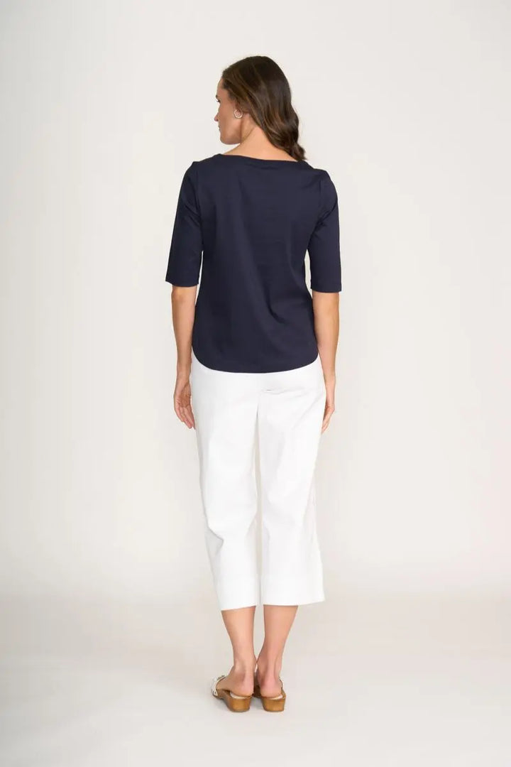 Foil Shore Bet Top Navy back view relaxed fit