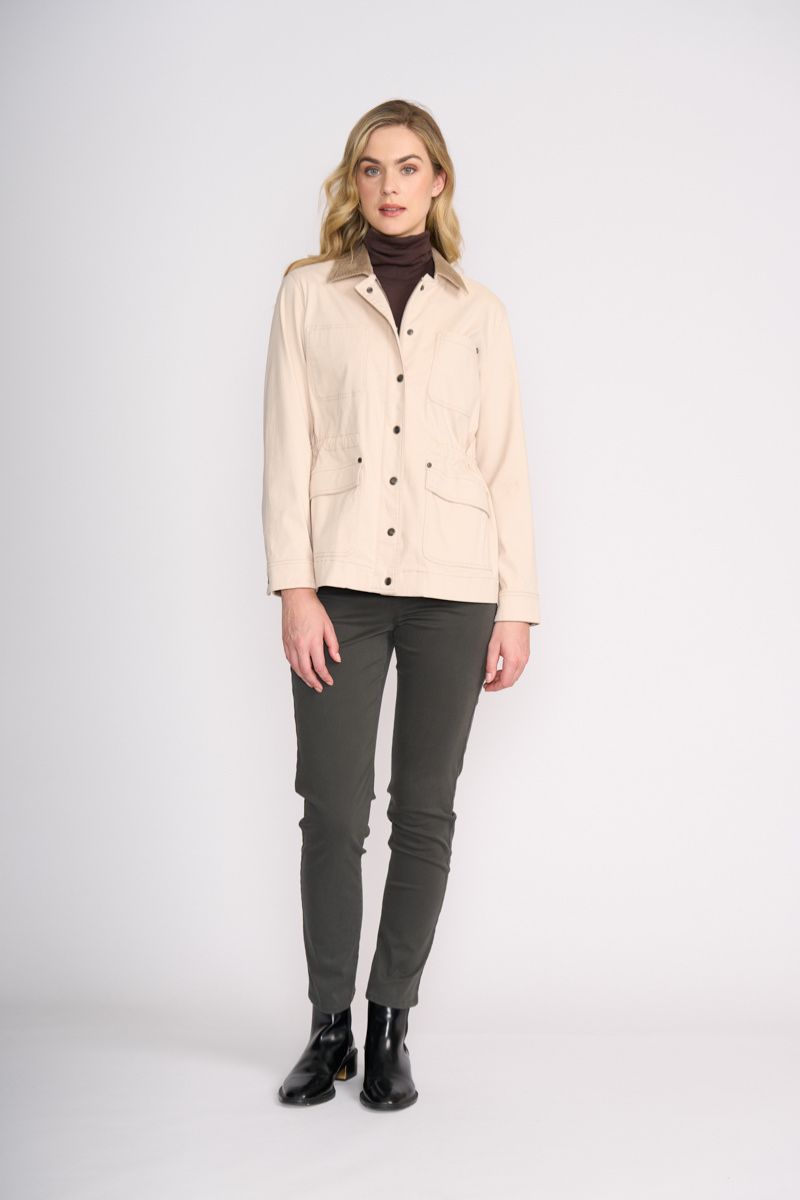 Woman wearing Hidden Treasures Jacket in Cashmere by Foil styled